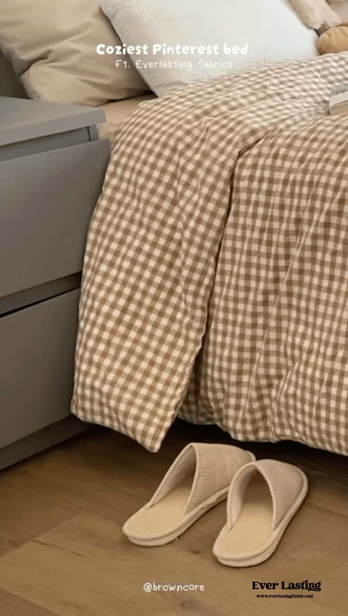 Gingham Bedding Set / Brown