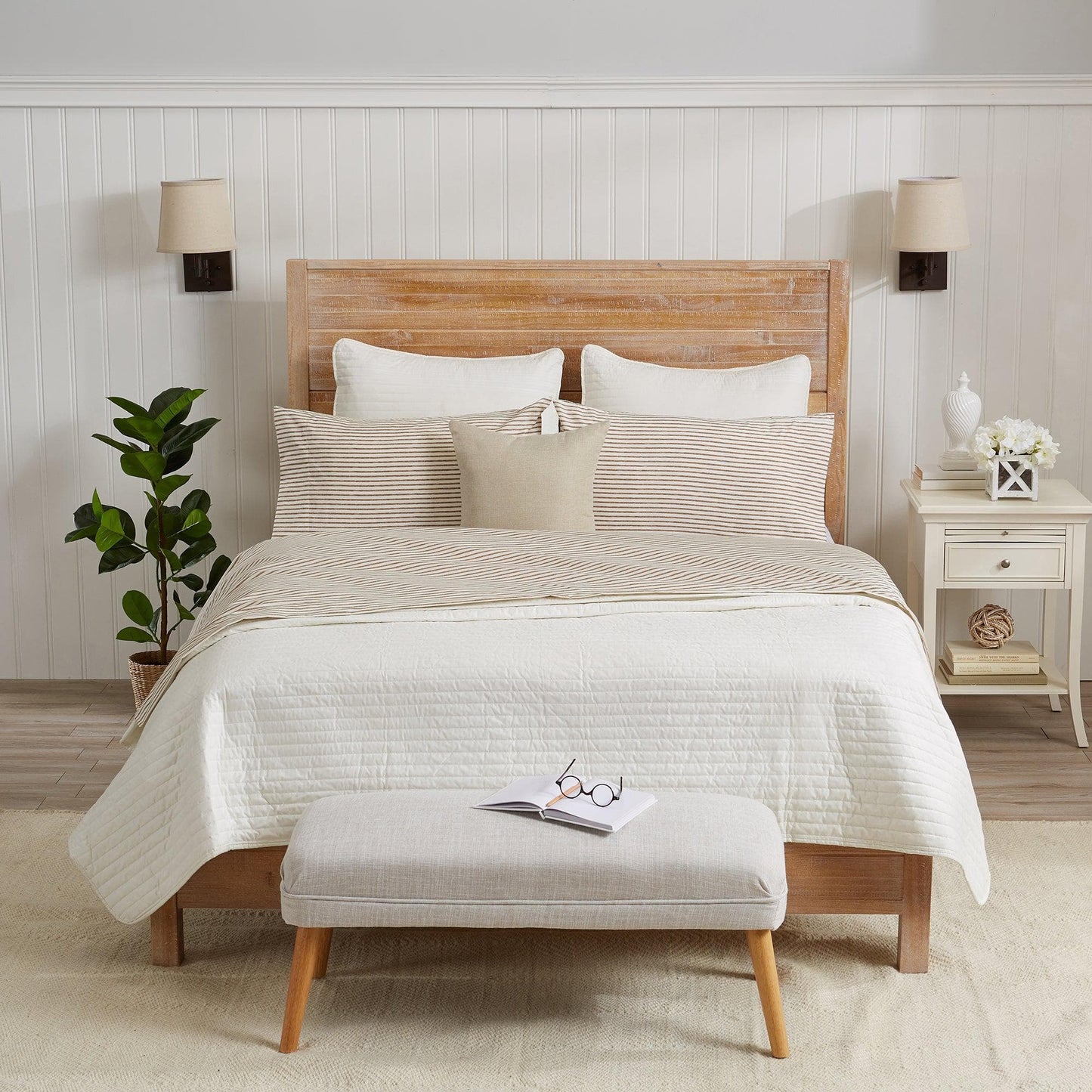 Striped Microfiber Sheet Set - Evette Collection