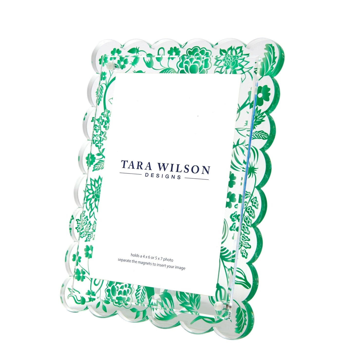 Green Toile Acrylic Scallop Frame