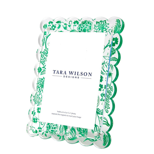 Green Toile Acrylic Scallop Frame