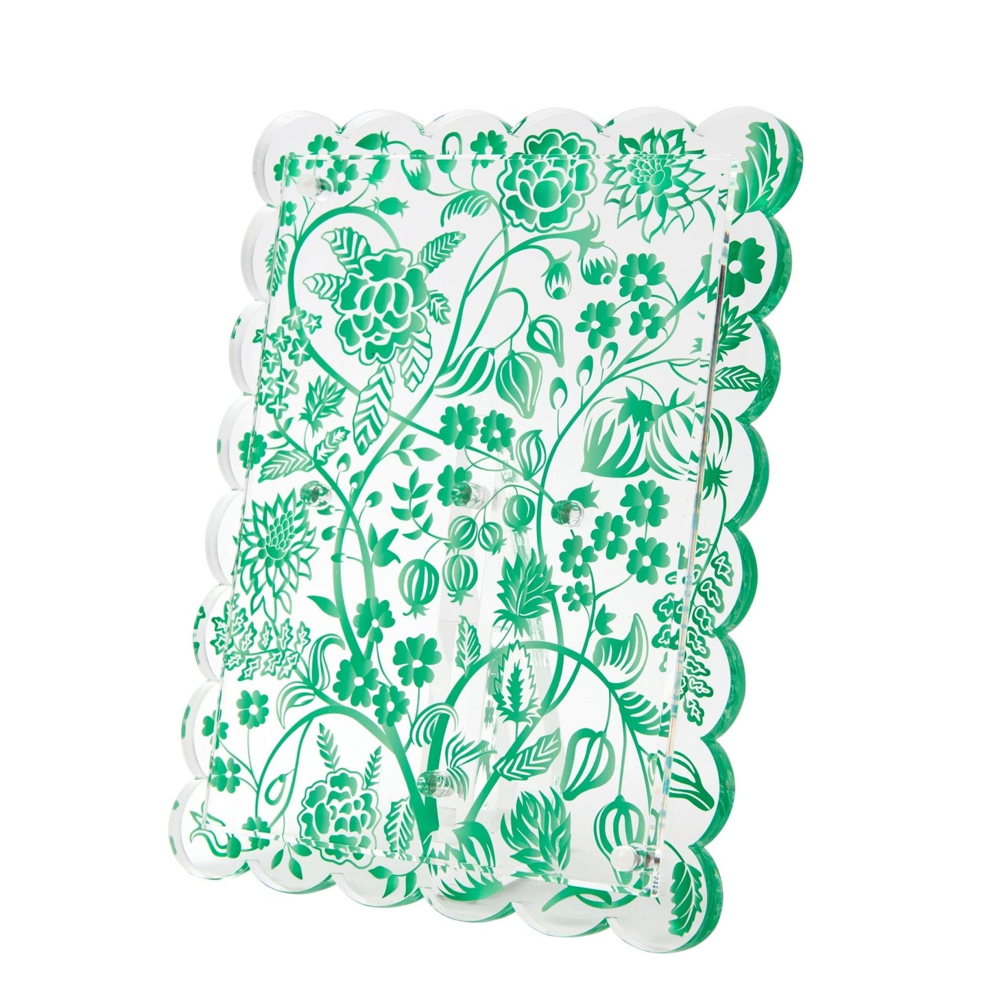 Green Toile Acrylic Scallop Frame