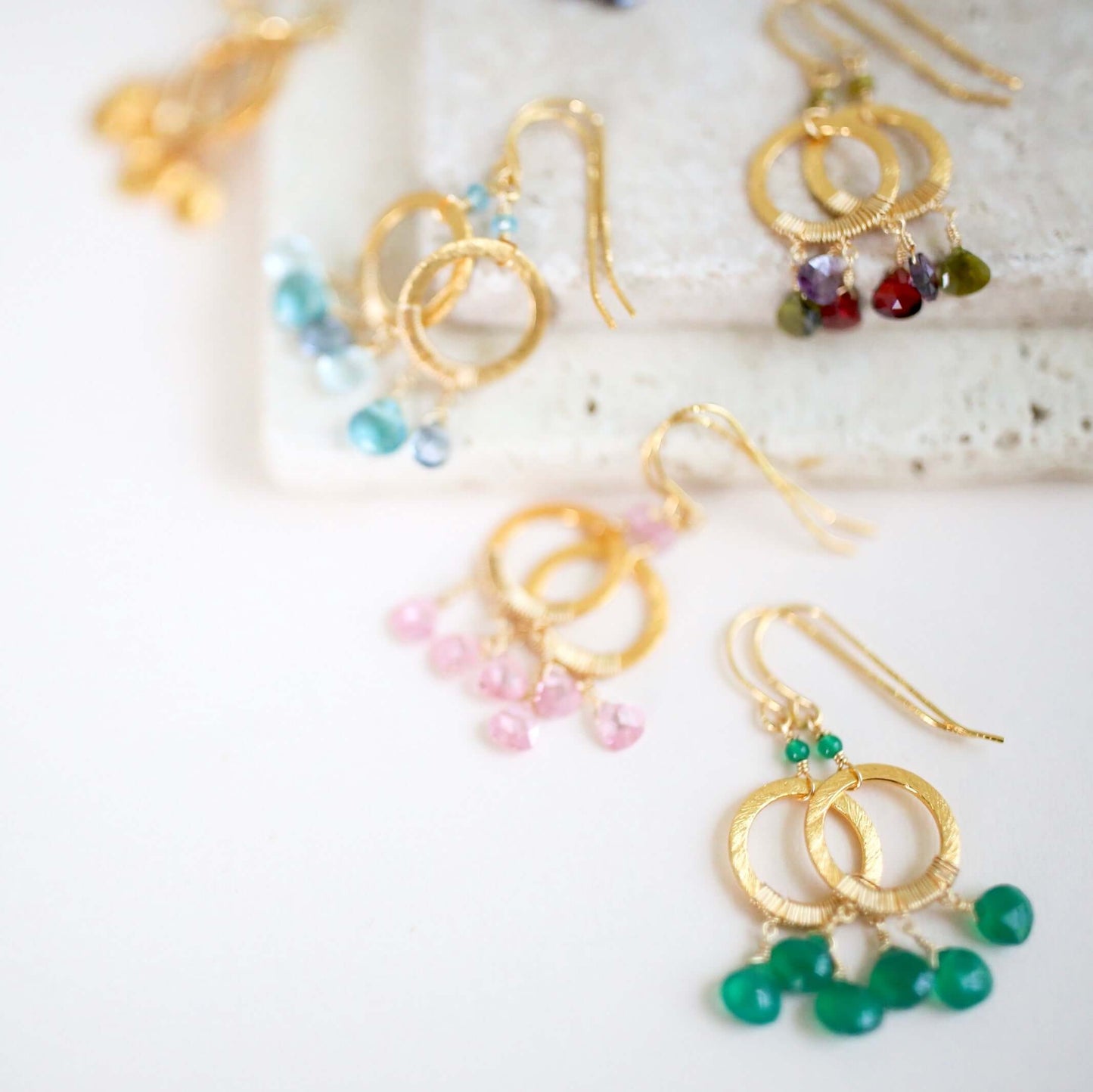 The Boho Mini Earring - Aquamarine and Iolite