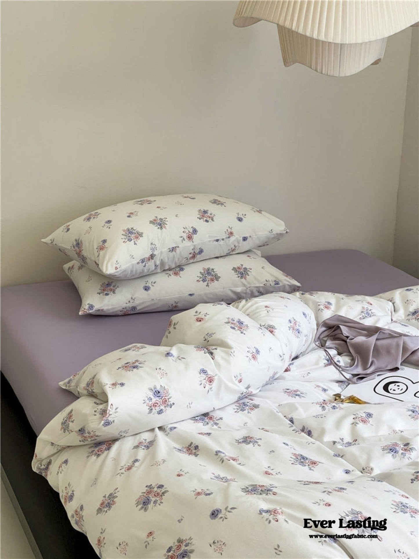 Jersey Knit Cotton Floral Bedding Set / Blueberry