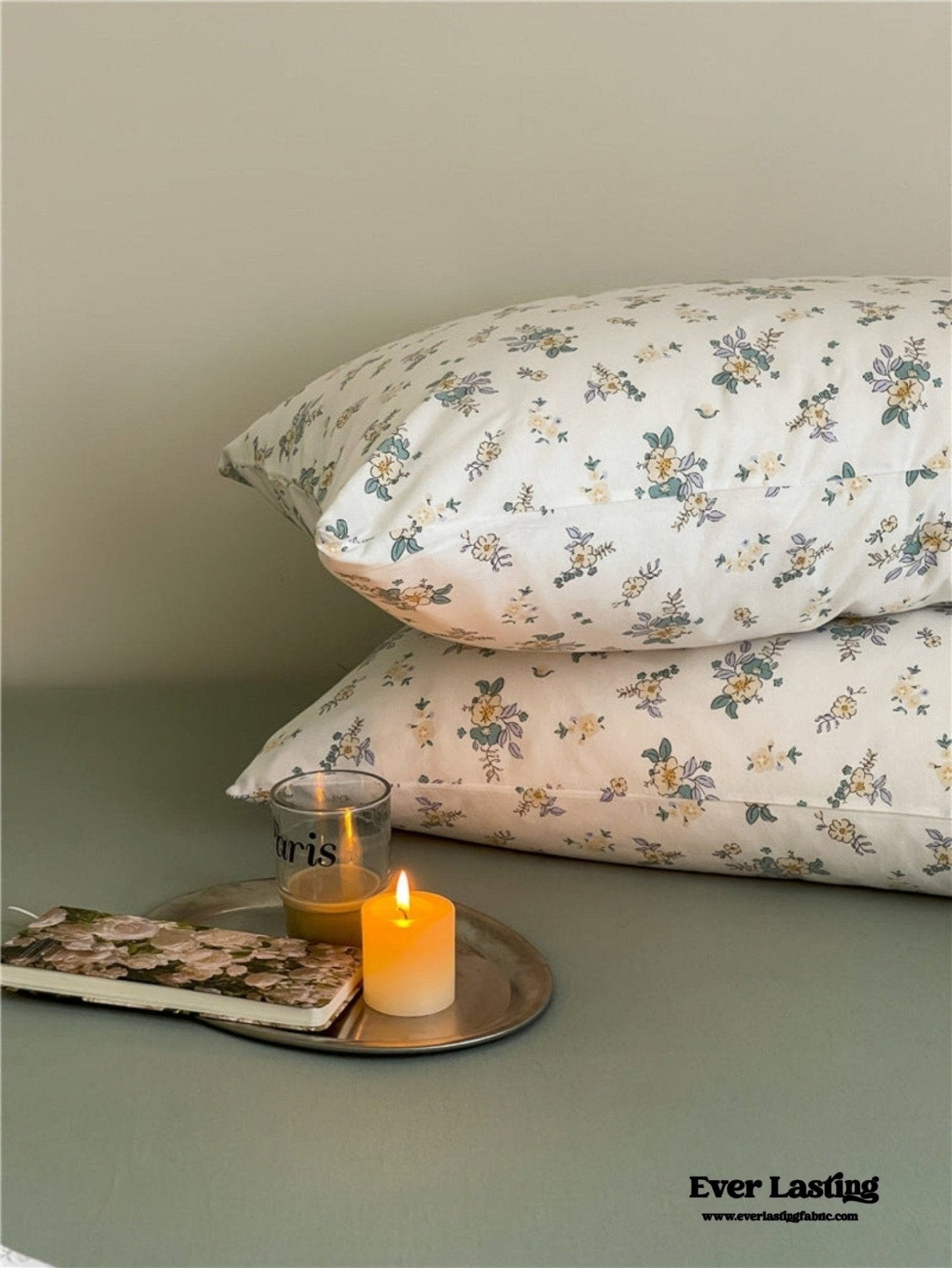 Jersey Knit Cotton Floral Bedding Set / Blueberry