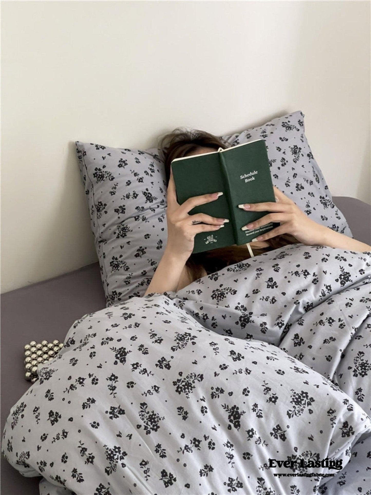 Jersey Knit Cotton Floral Bedding Set / Blueberry