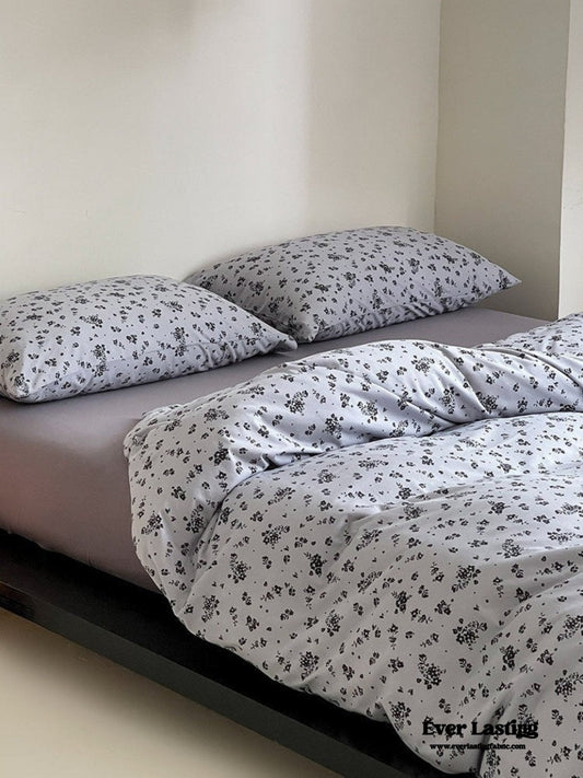 Jersey Knit Cotton Floral Bedding Set / Blueberry