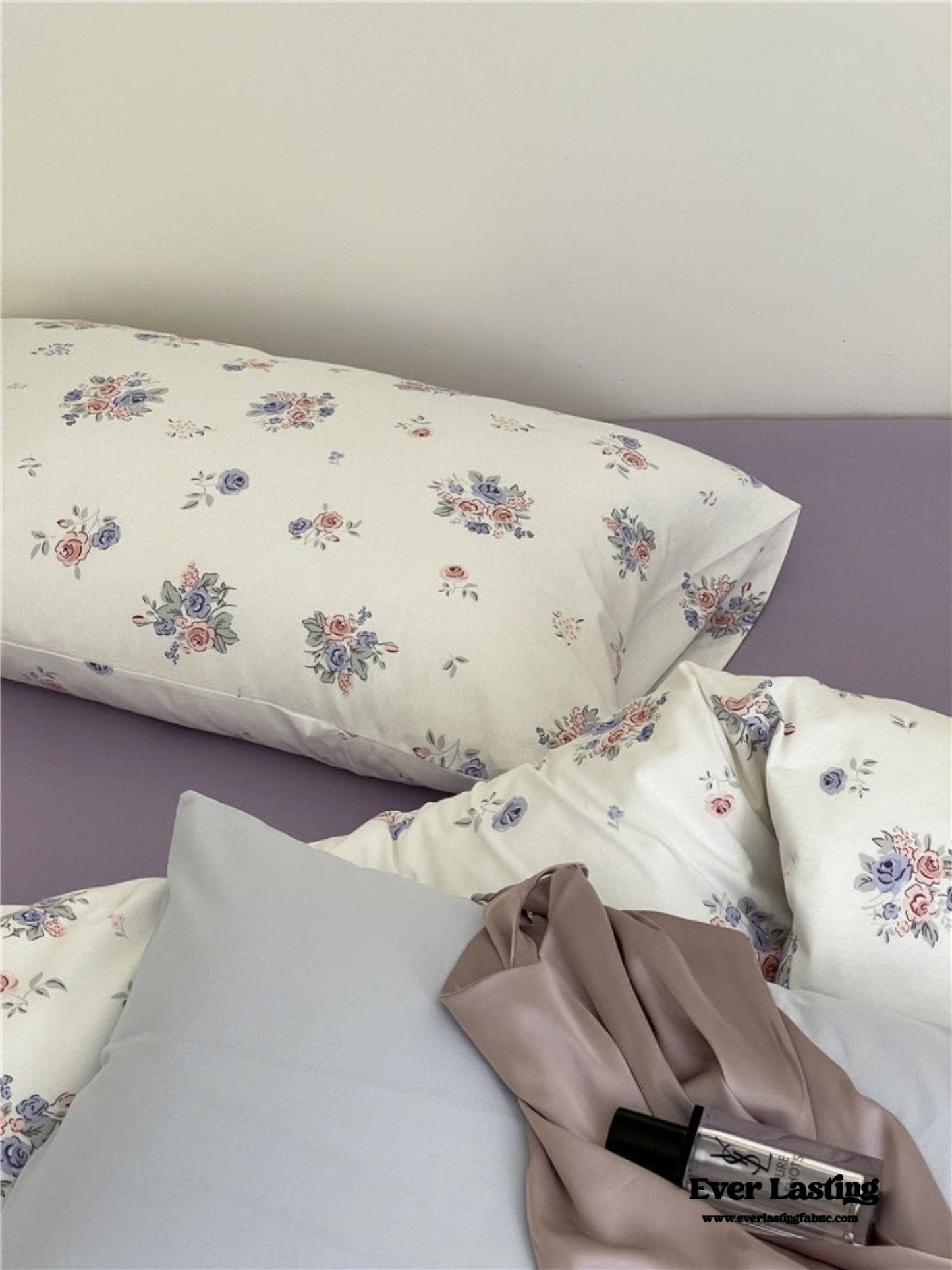 Jersey Knit Cotton Floral Bedding Set / Blueberry