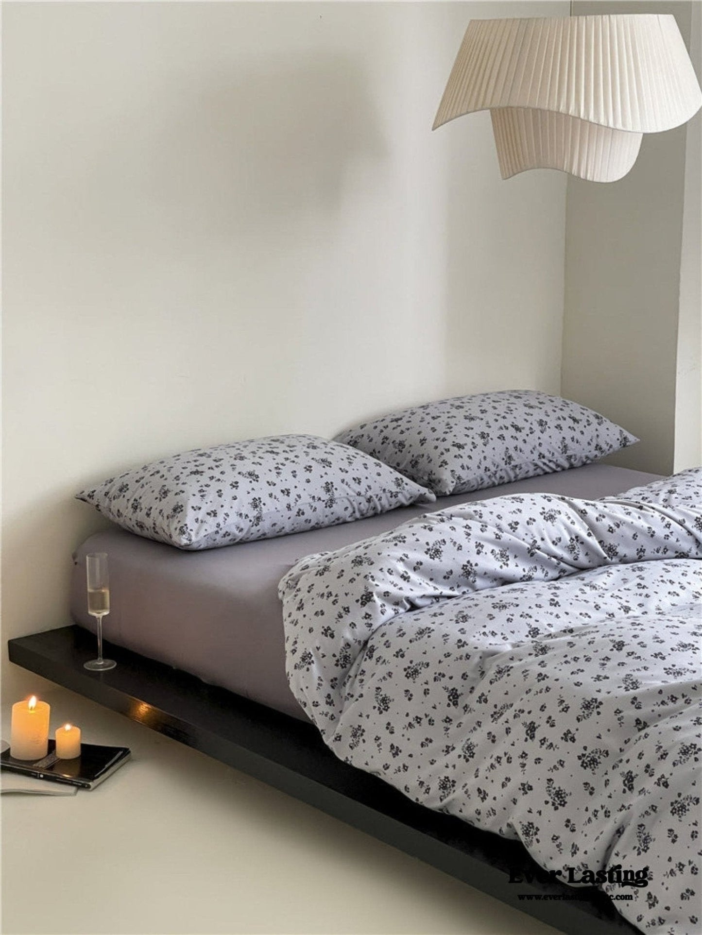 Jersey Knit Cotton Floral Bedding Set / Blueberry