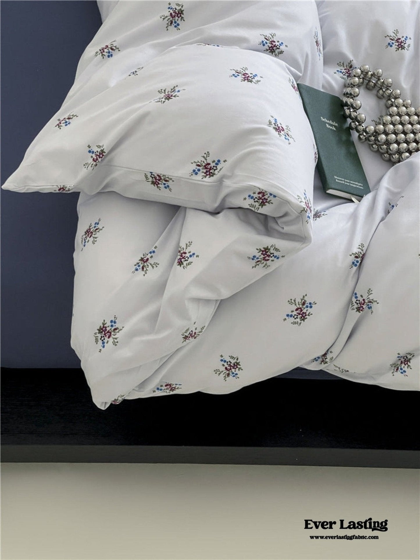 Jersey Knit Cotton Floral Bedding Set / Blueberry