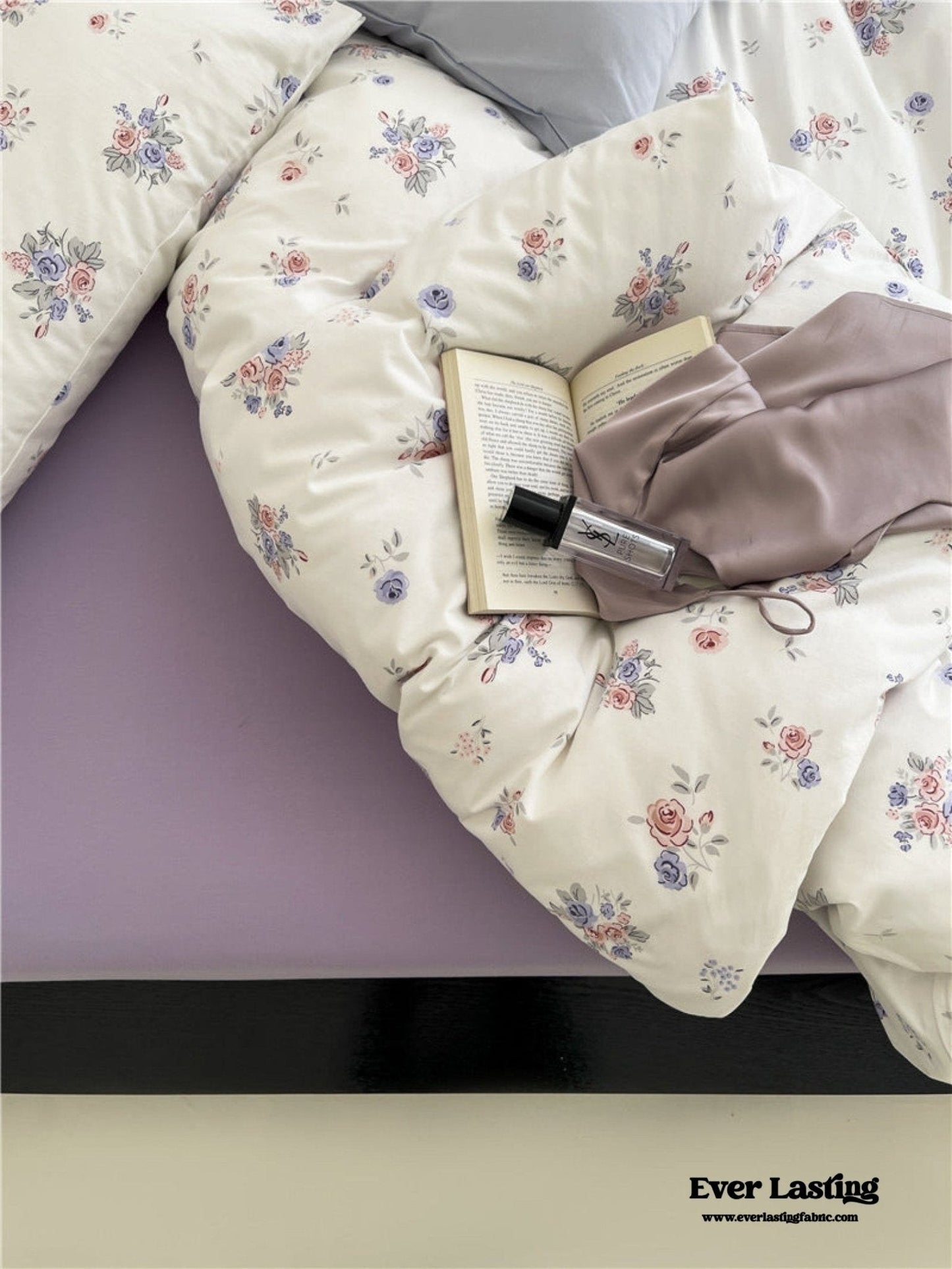 Jersey Knit Cotton Floral Bedding Set / Blueberry