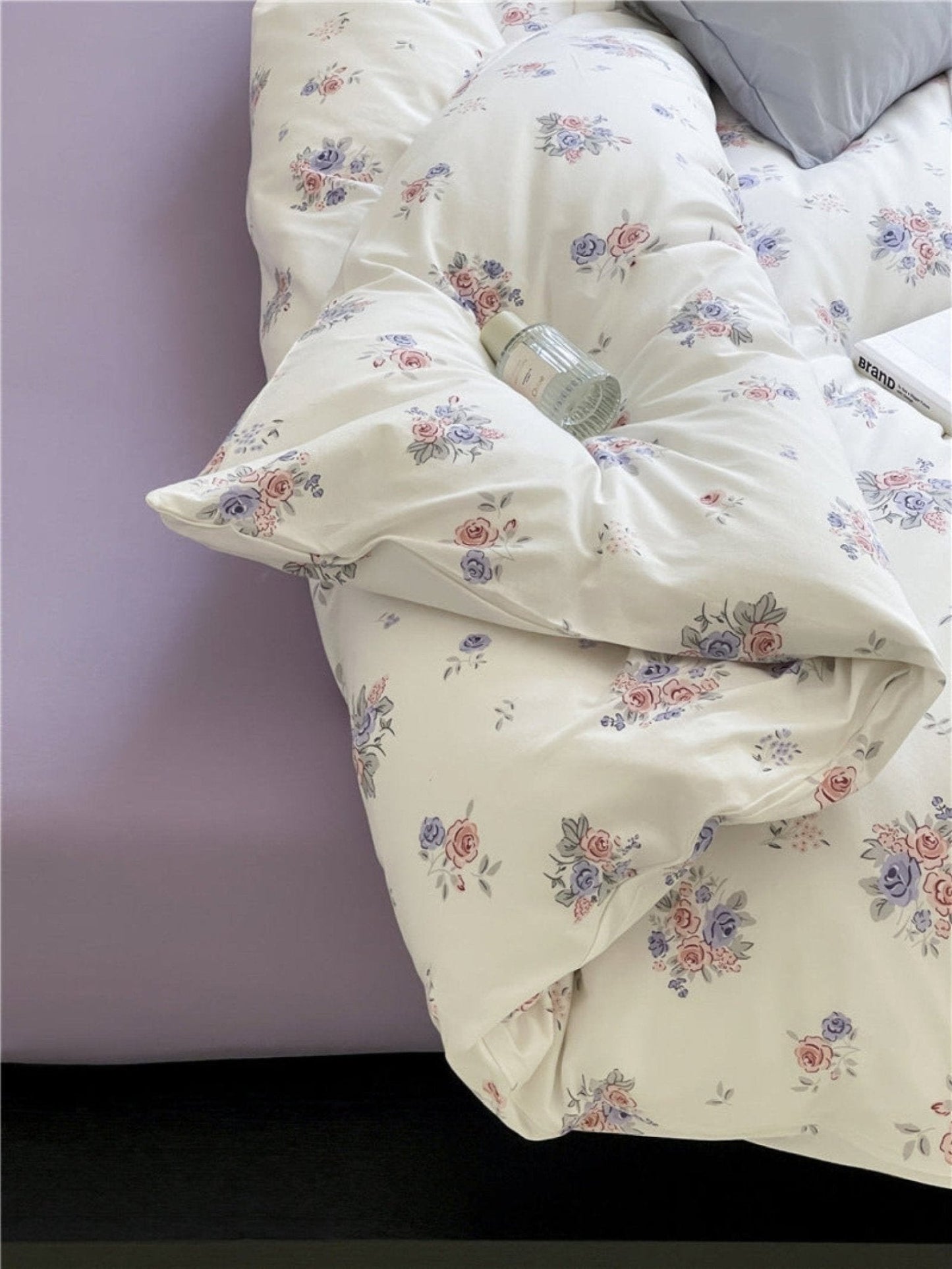 Jersey Knit Cotton Floral Bedding Set / Blueberry