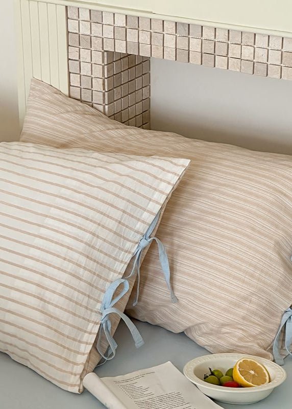 Josie Bow Tied Stripe Pillowcases / Pink