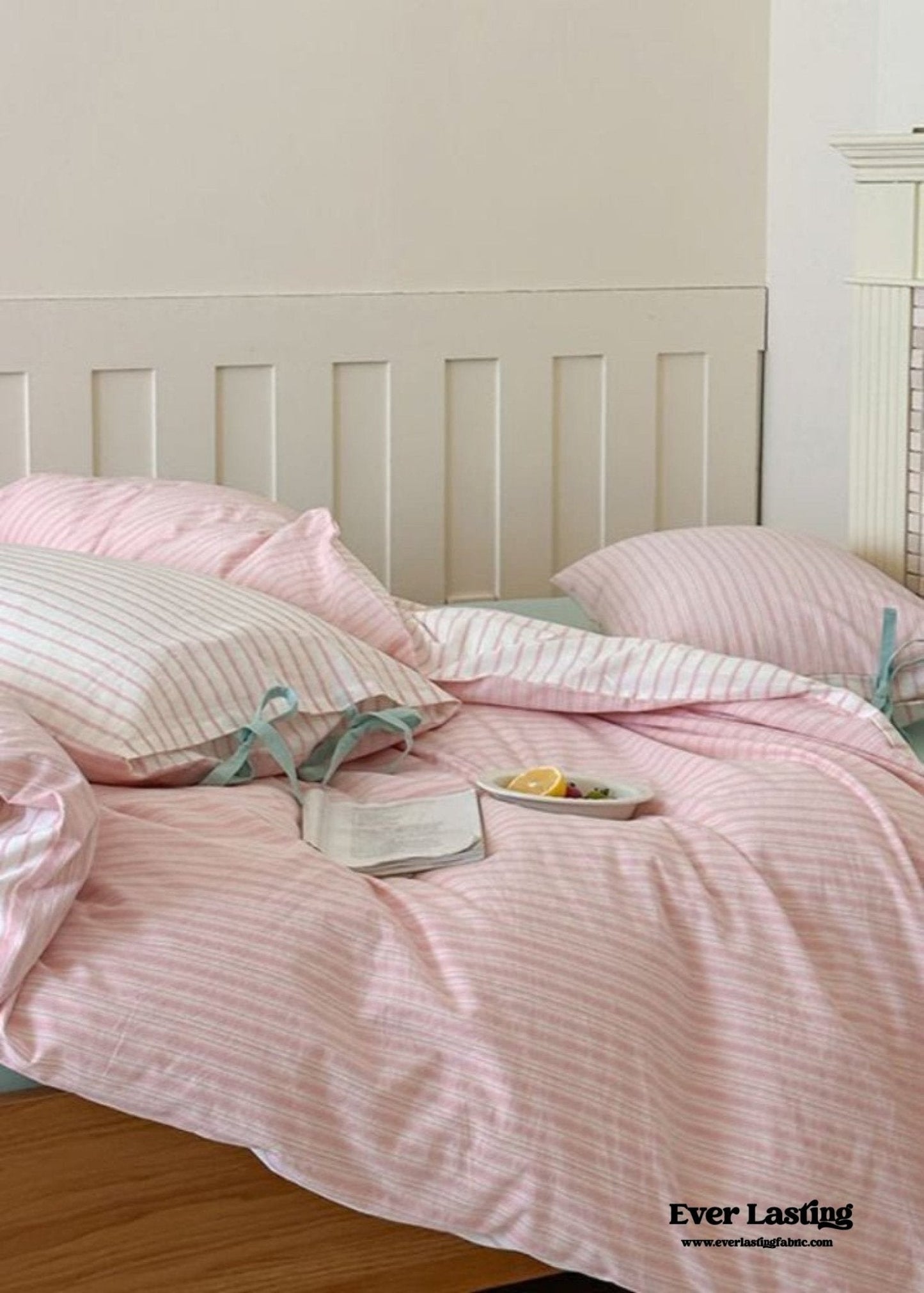 Josie Bow Tied Striped Bedding Set / Purple