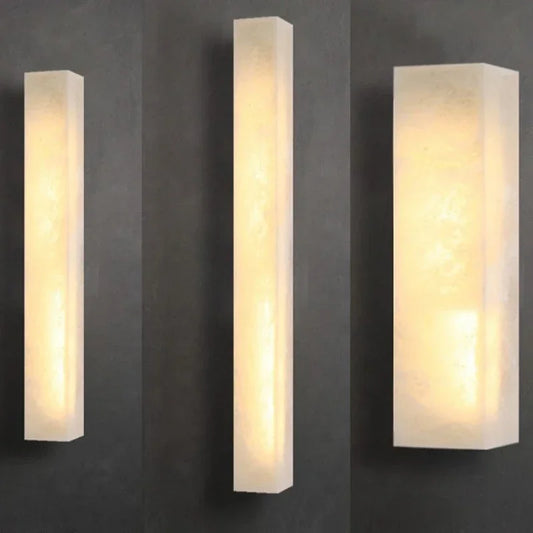 Sienna Verro Long Marble Wall Sconce — Modern Copper & Stone Accent Lighting for Hall, Living Room & Boutique Interiors
