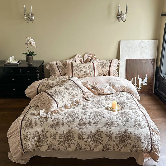 Lillian Retro Floral Ruffle Bedding Set