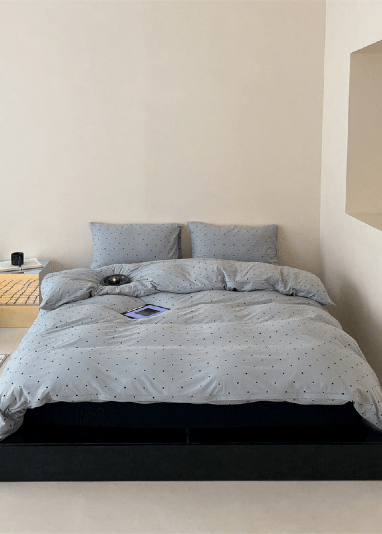 Mini Polka Dot Jersey Knit Bedding Set / White