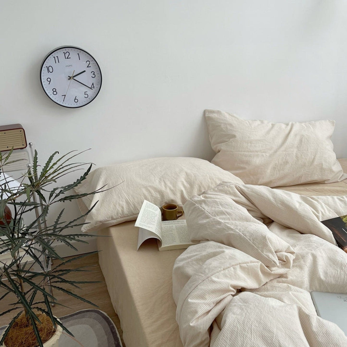 Minimal Mixed Gingham Bedding Set / Gray
