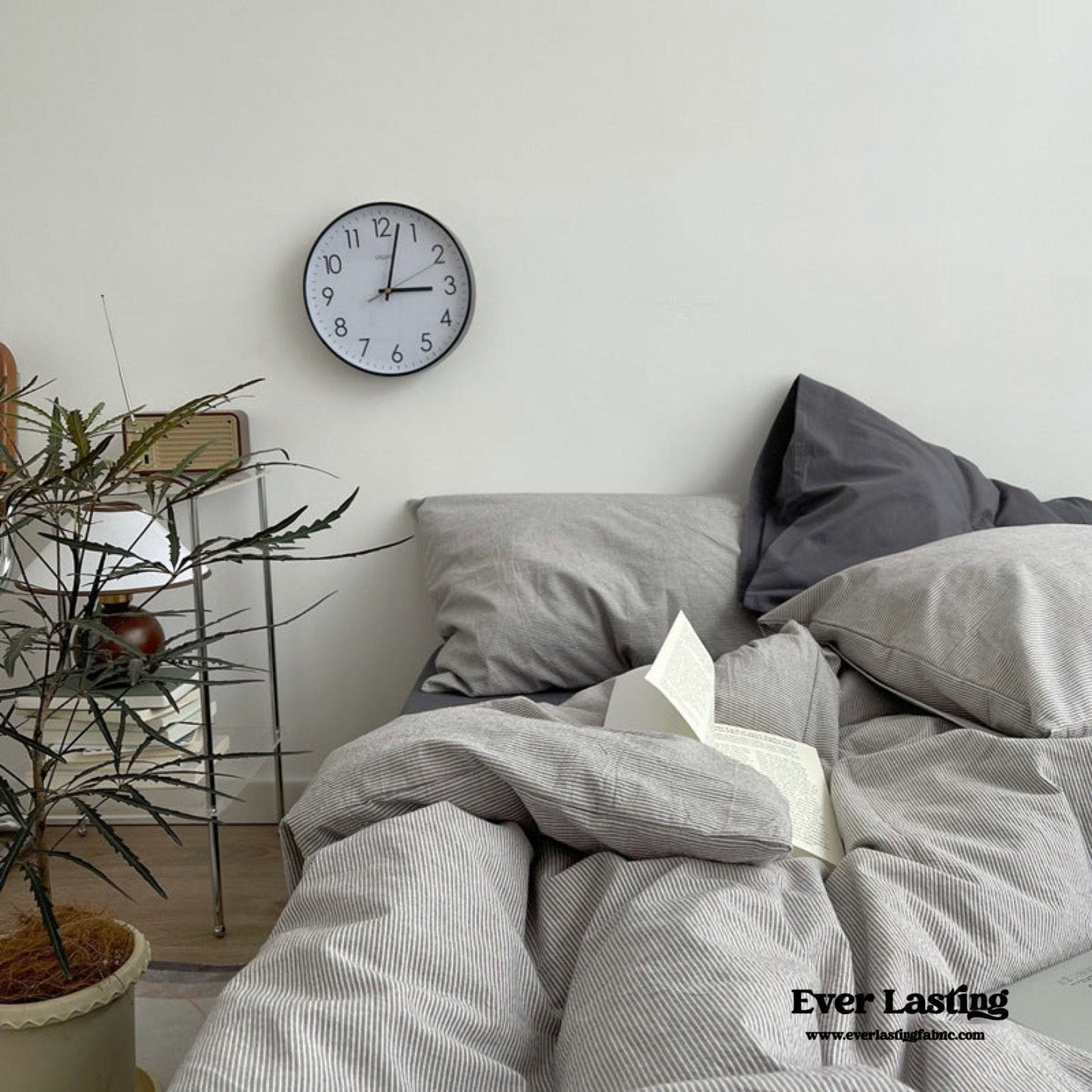 Minimal Mixed Gingham Bedding Set / Gray