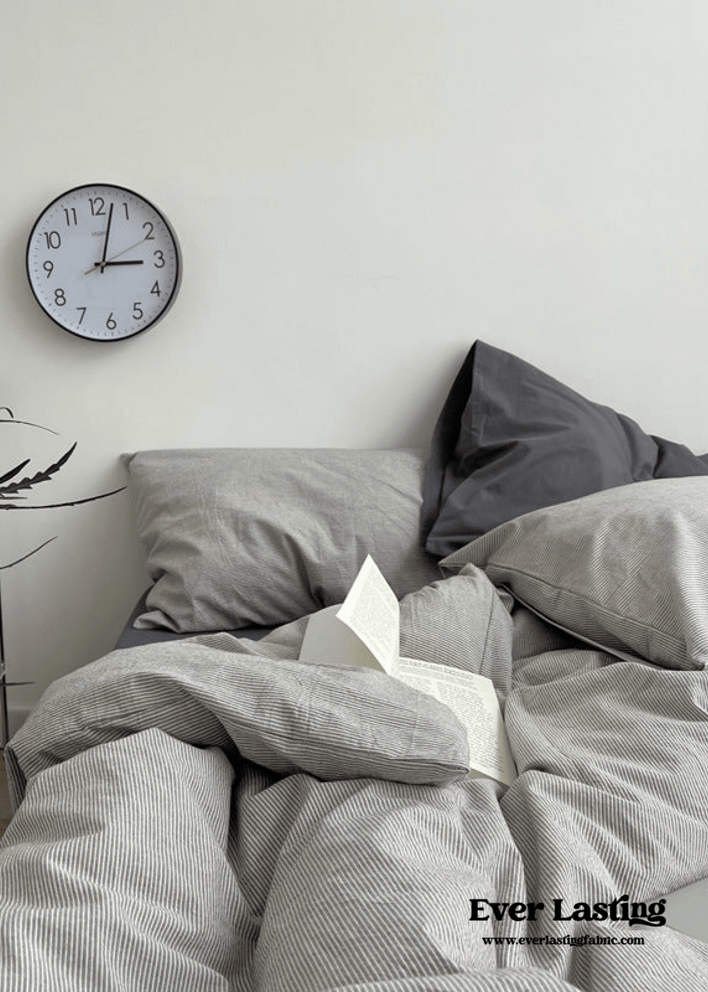 Minimal Mixed Gingham Bedding Set / Gray