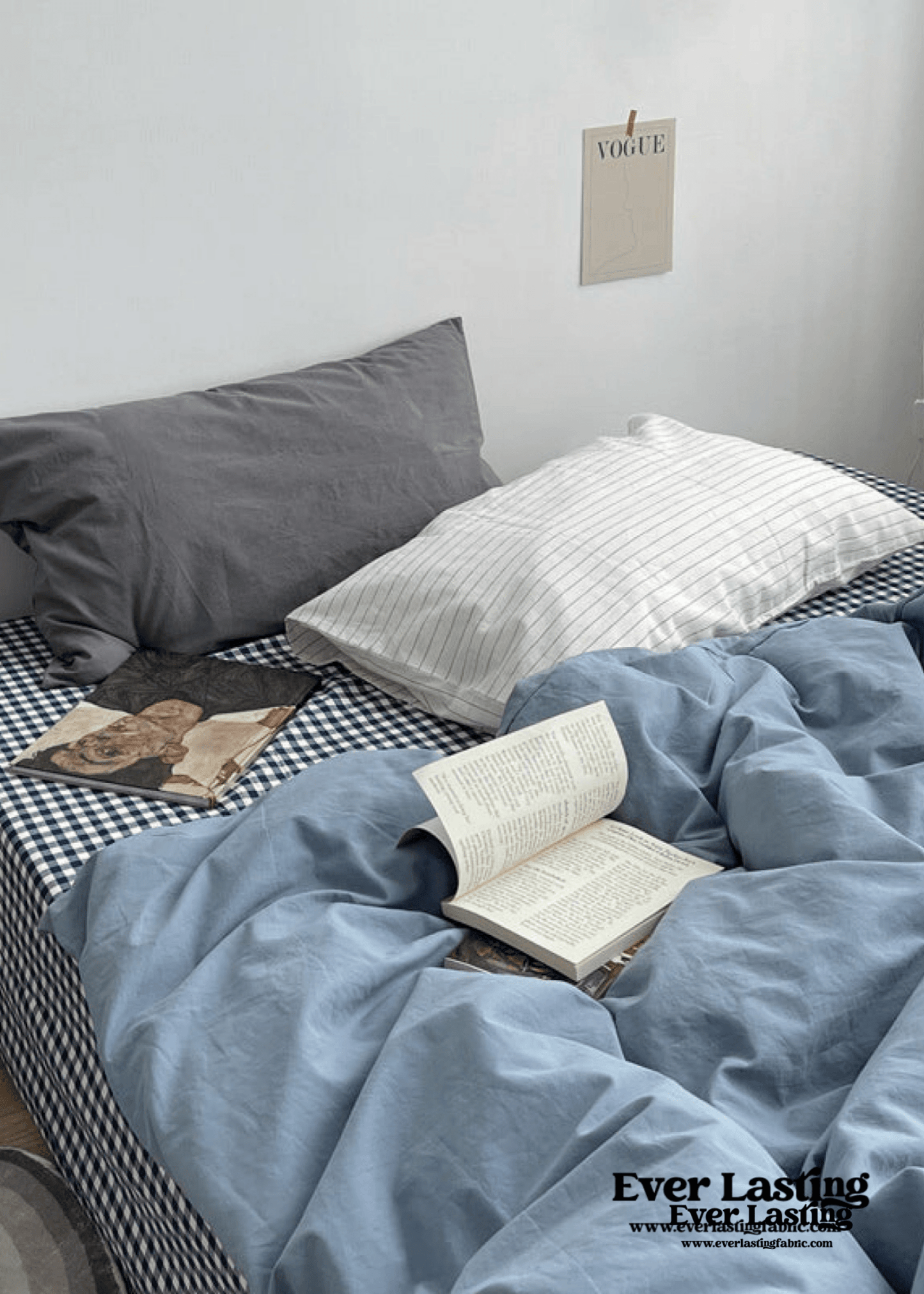 Minimal Mixed Gingham Bedding Set / White