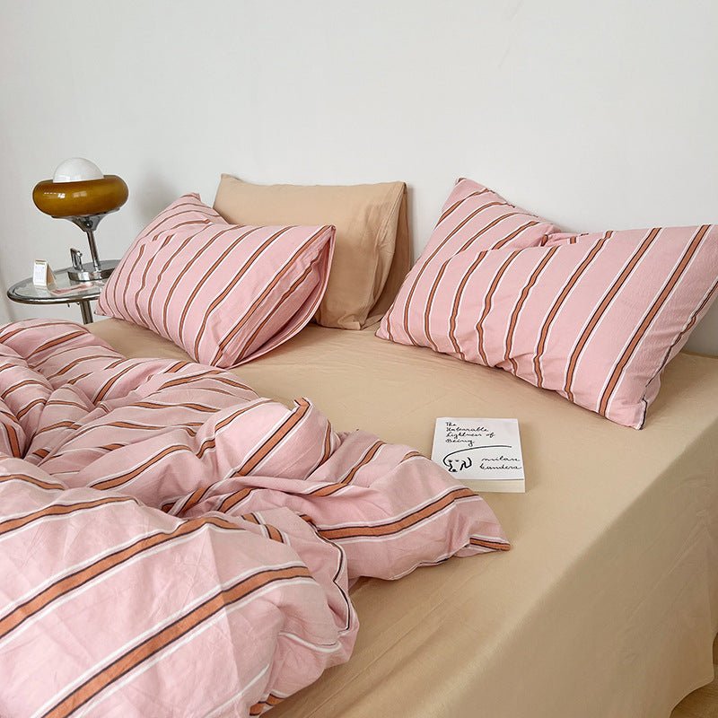 Minimal Stripe Bedding Set / Pink