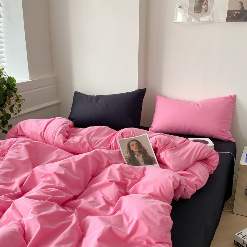 Mixed Color Bedding Set / Pastel Pink + Black