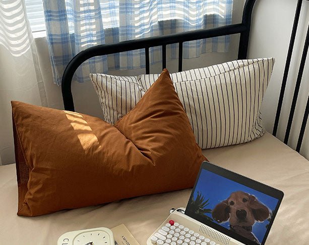 Mixed Gingham Striped Bedding Set / Brown