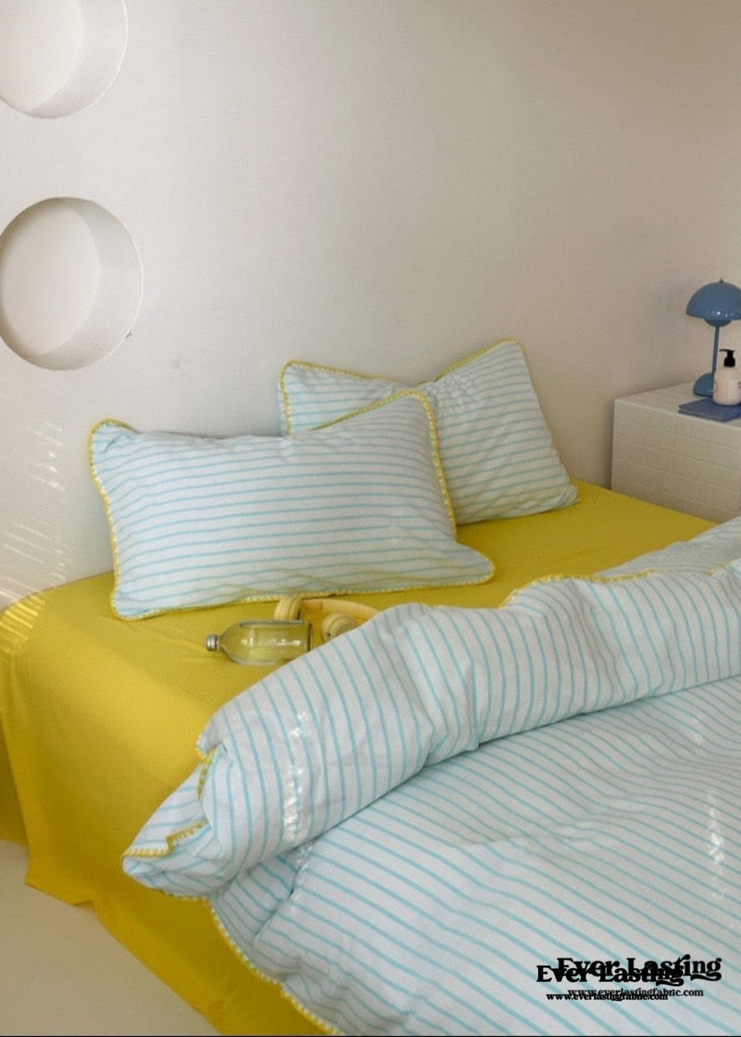 Pepper Candy Stripe Bedding Set / Blue + Yellow