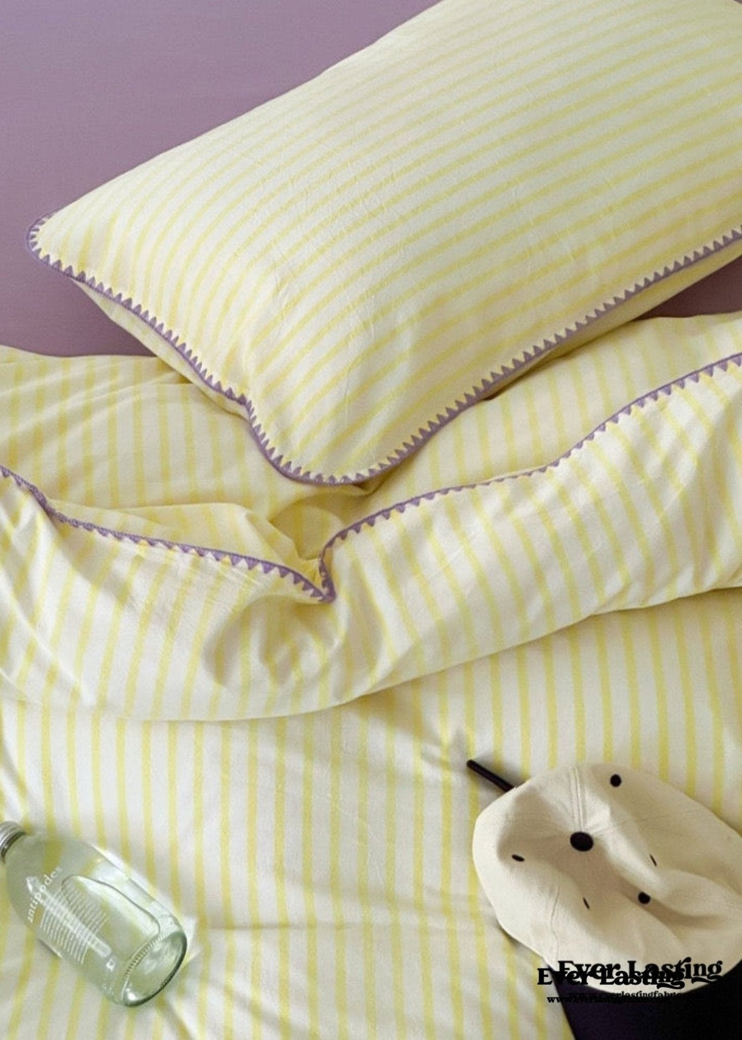 Pepper Candy Stripe Bedding Set / Purple + Green