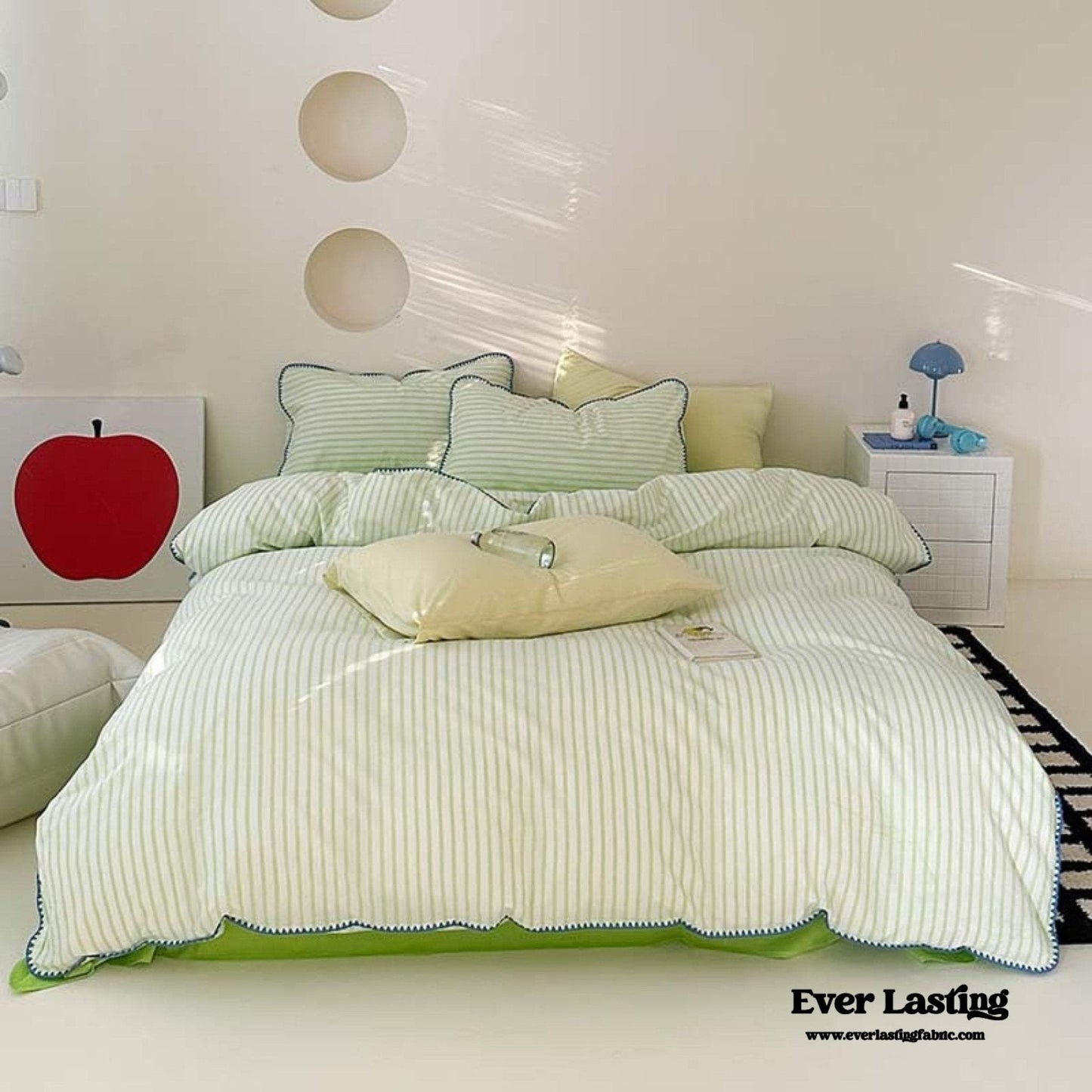 Pepper Candy Stripe Bedding Set / Purple + Green