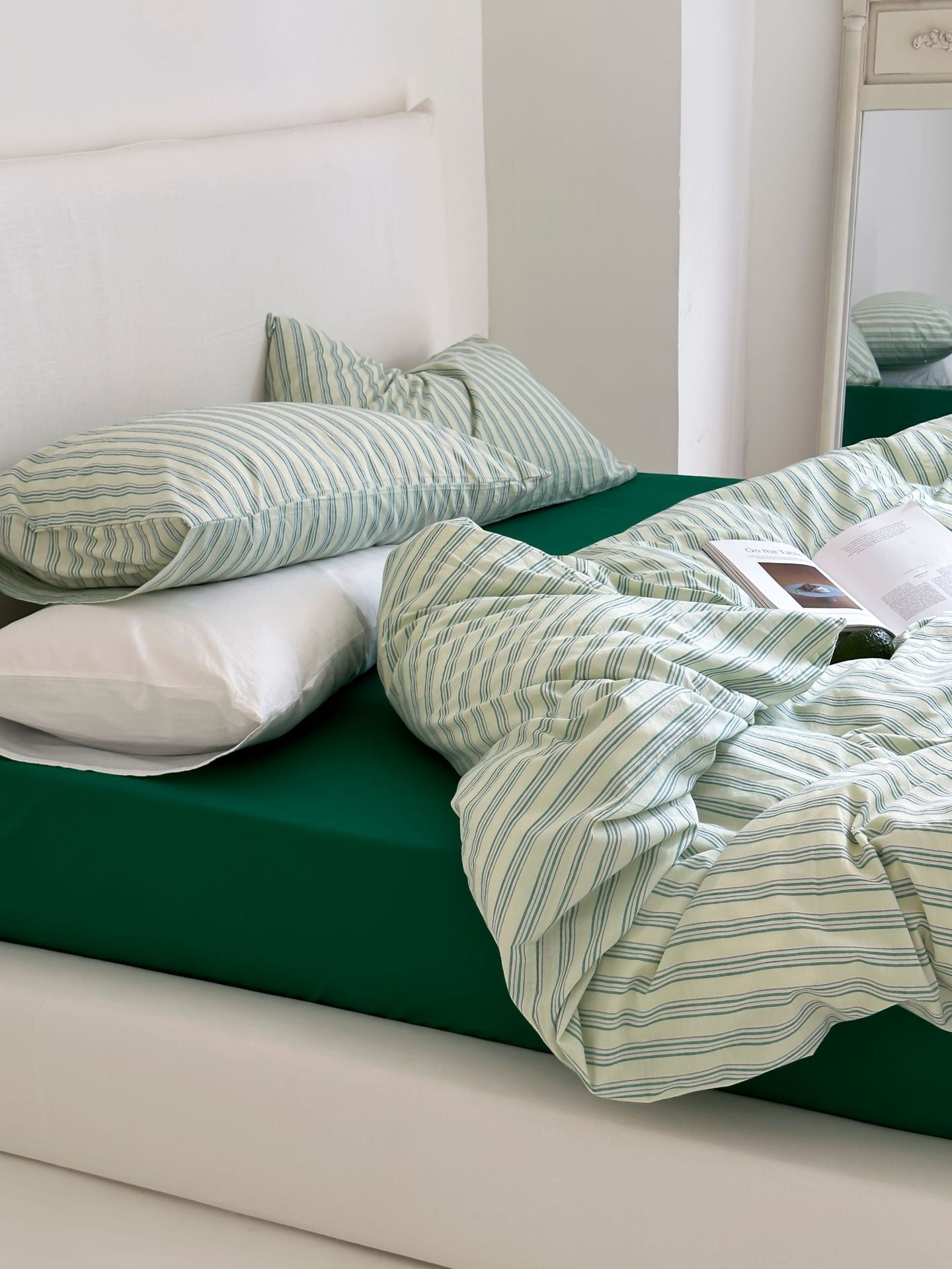 Refreshing Stripe Bedding Set / Forest Green