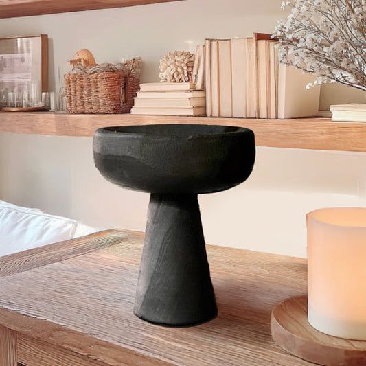 Modern Black Elevated Paulownia Wood Bowl Riser