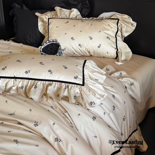 Silky French Black Rose Bedding Set