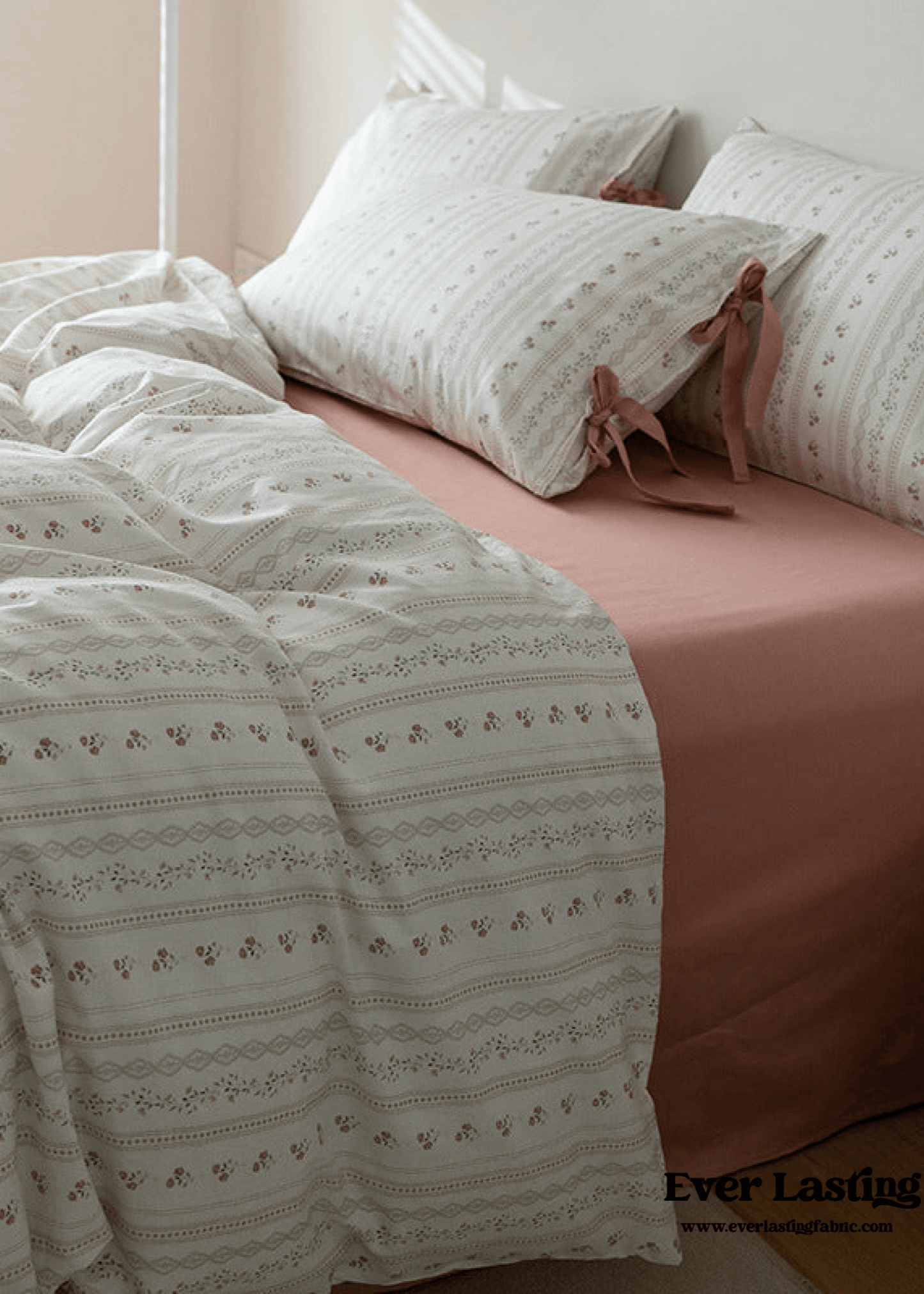 Soft Cottage Blue Ribbon Bedding Set / Blue