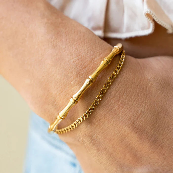 Bamboo Cuff Bangle Bracelet-soristyle