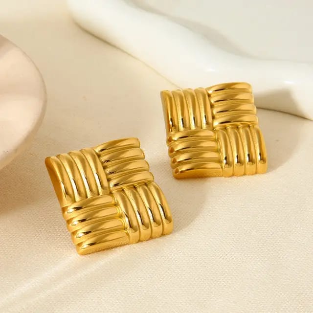 Square Stud Earrings -Bold Geometric & Elegant