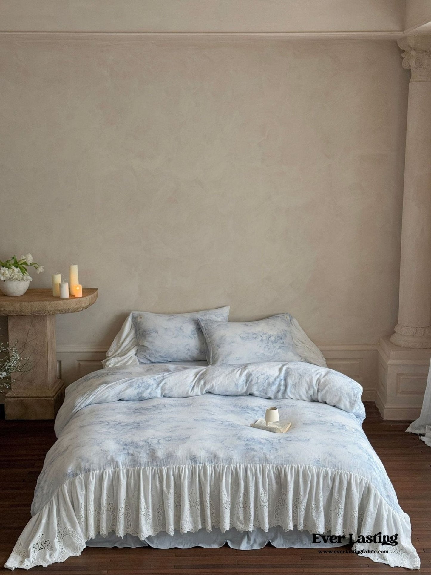 Sylvie Lace Gauze Bedding Set / Blue Sky