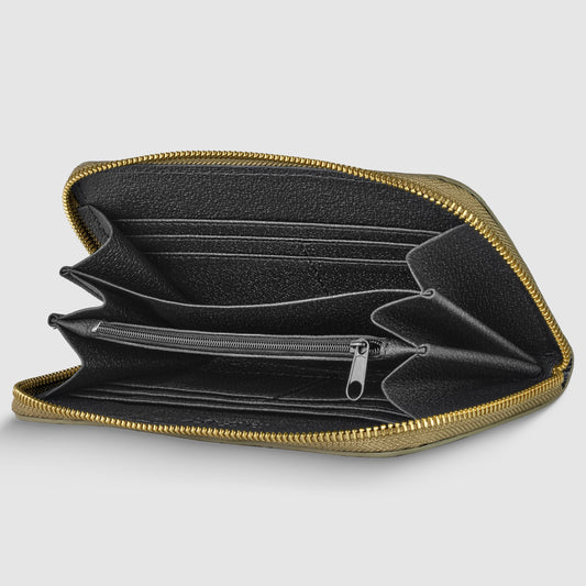 Weave Metallic Suede Leather Wallet