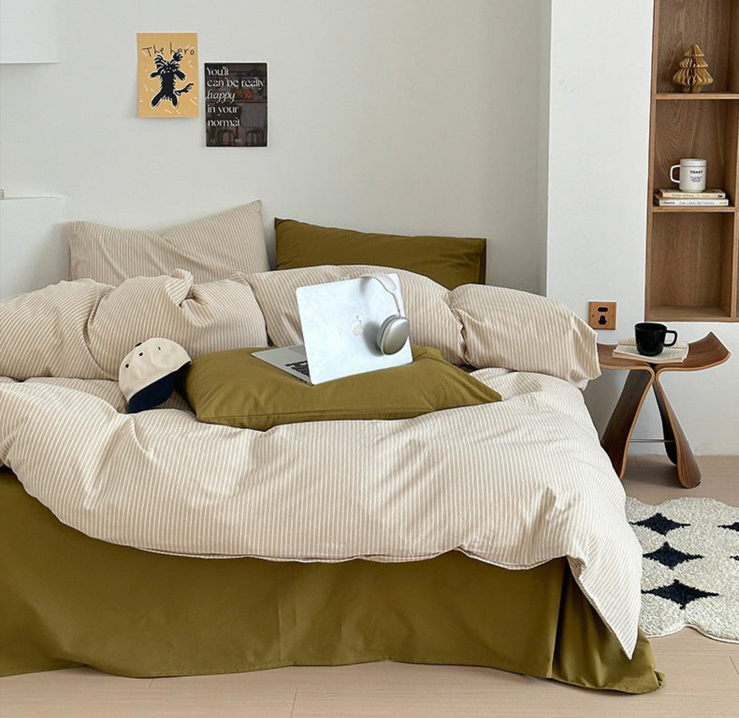Thin Striped Duvet Cover / Red