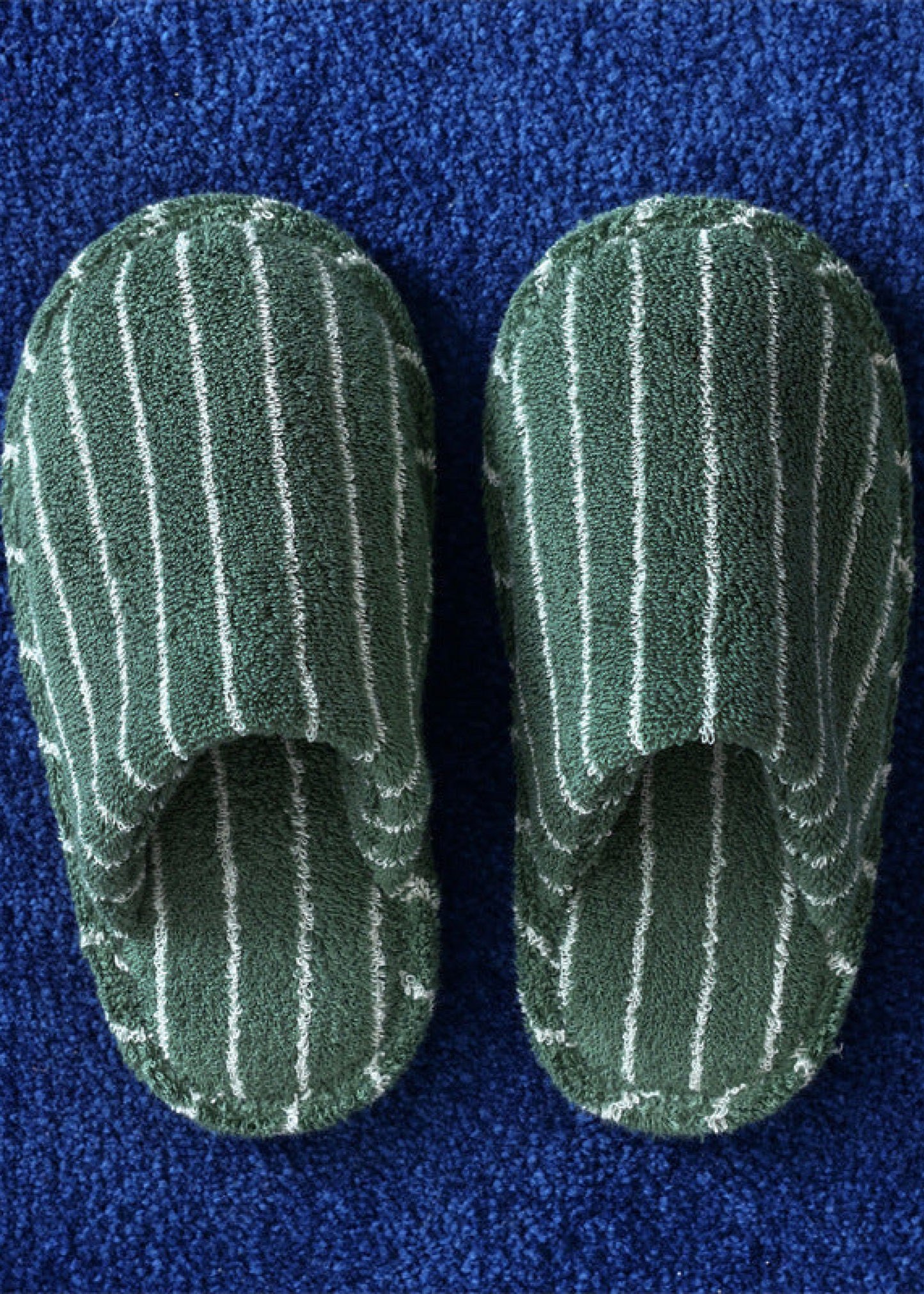 Thin Striped House Slippers / White