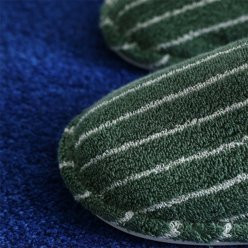 Thin Striped House Slippers / White