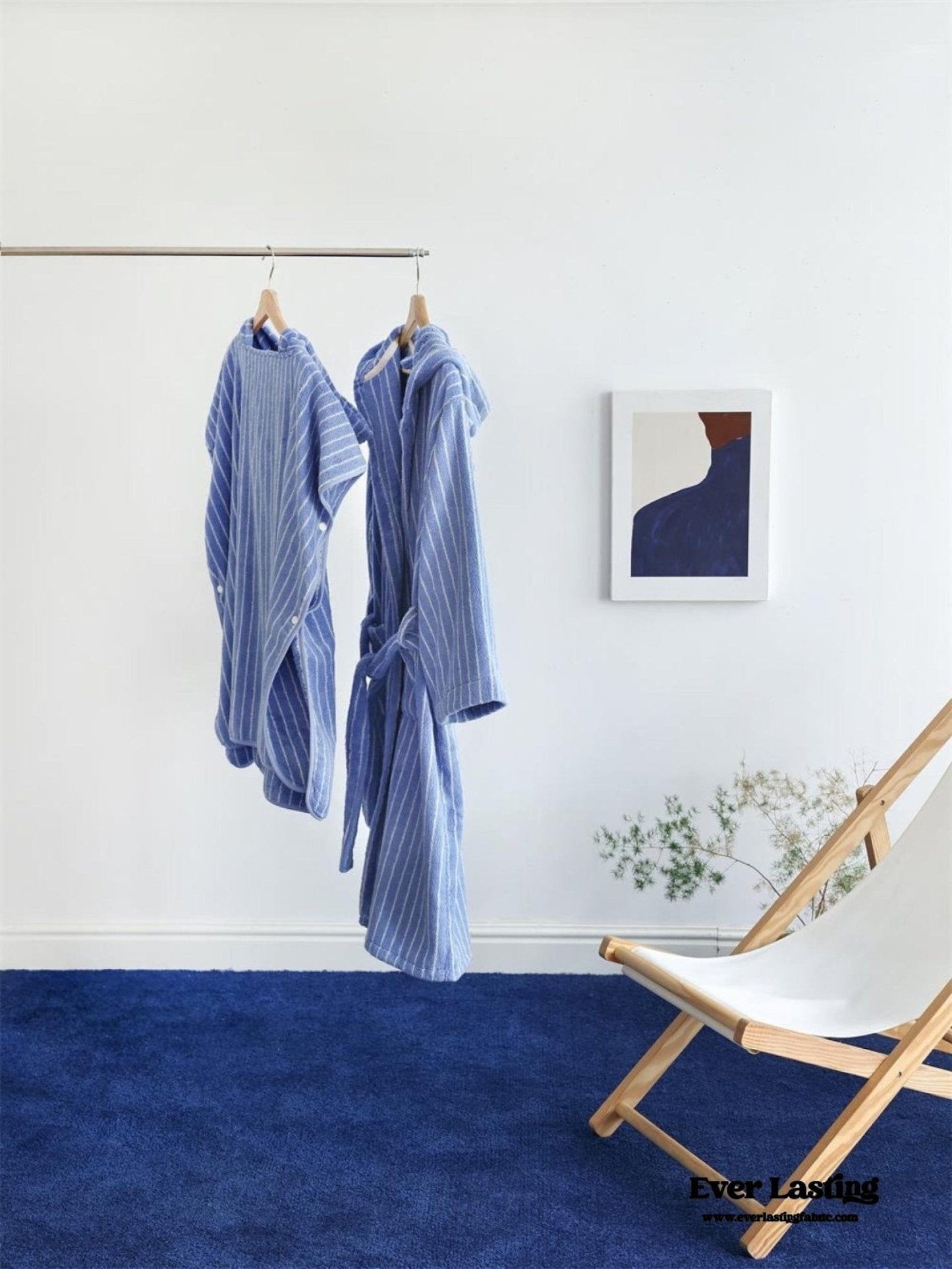 Thin Striped Towel and Bathrobe Set