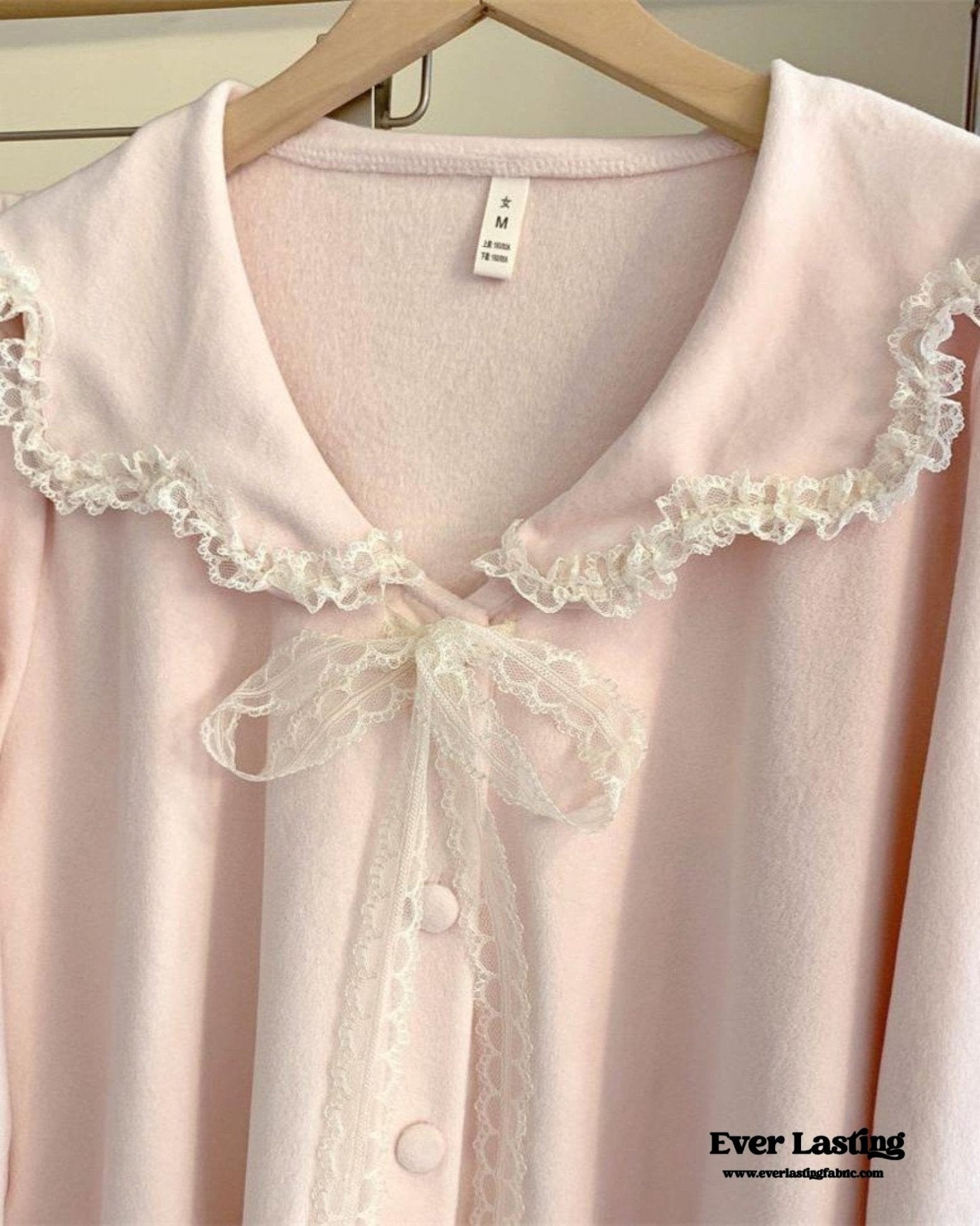 Velvet Coquette Lace Pajama Set / Pink