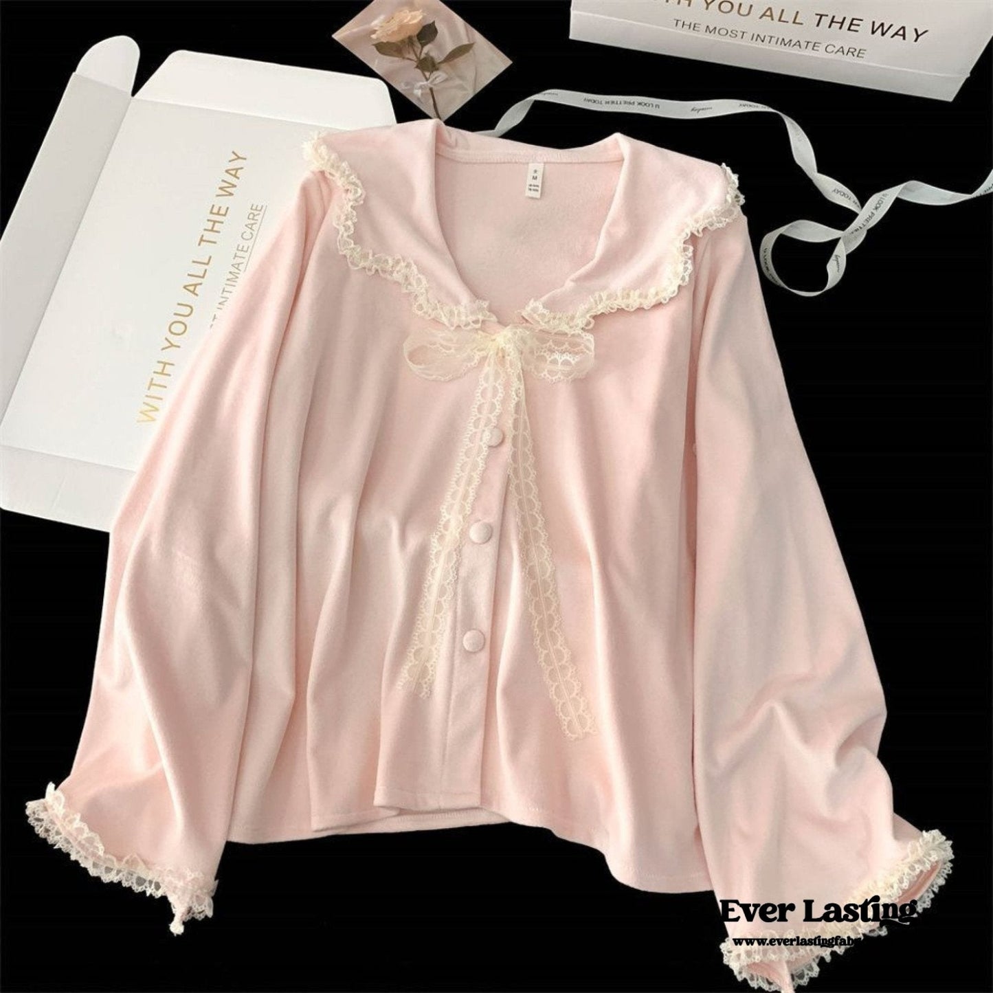 Velvet Coquette Lace Pajama Set / Pink