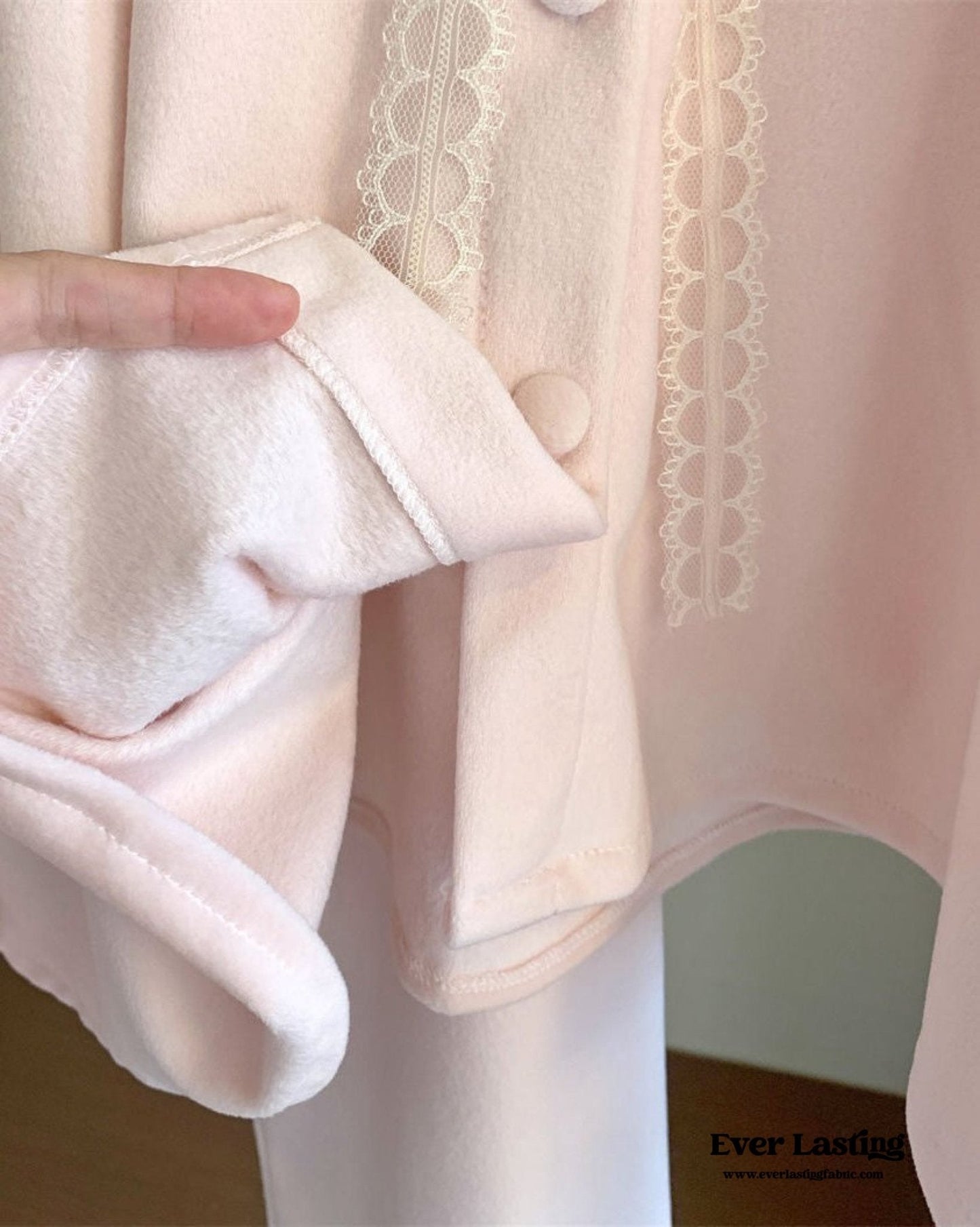 Velvet Coquette Lace Pajama Set / Pink