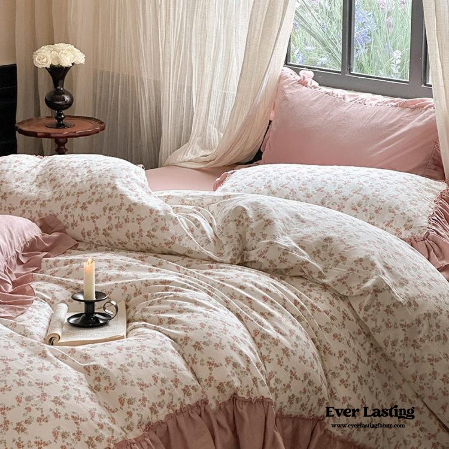Vivienne Floral Double Gauze Bedding Set / Blue Ocean