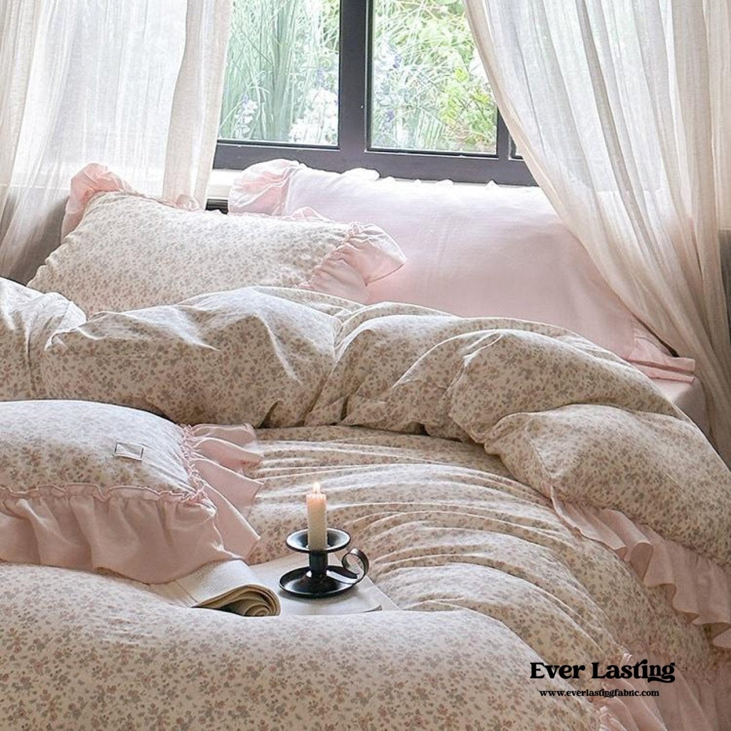 Vivienne Floral Double Gauze Bedding Set / Blue Ocean