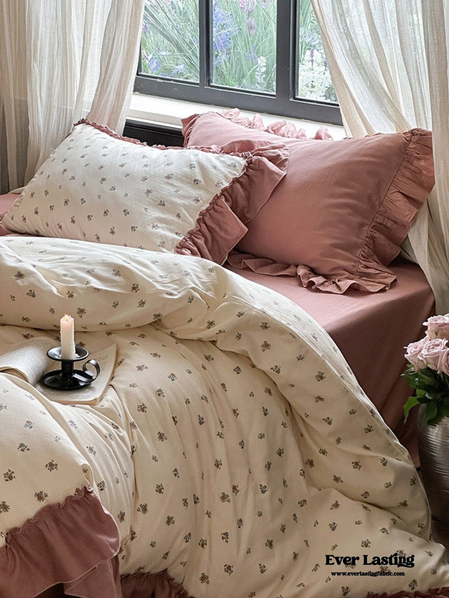 Vivienne Floral Double Gauze Bedding Set / Blue Ocean