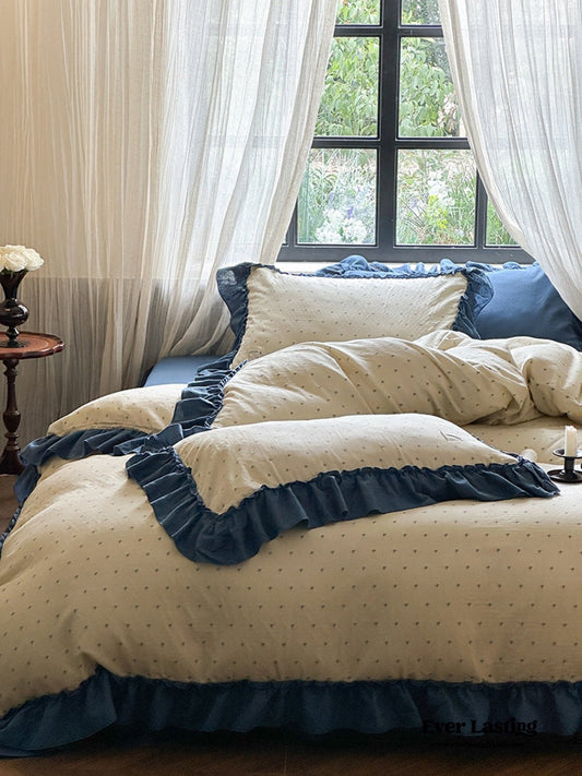 Vivienne Floral Double Gauze Bedding Set / Cobalt Blue