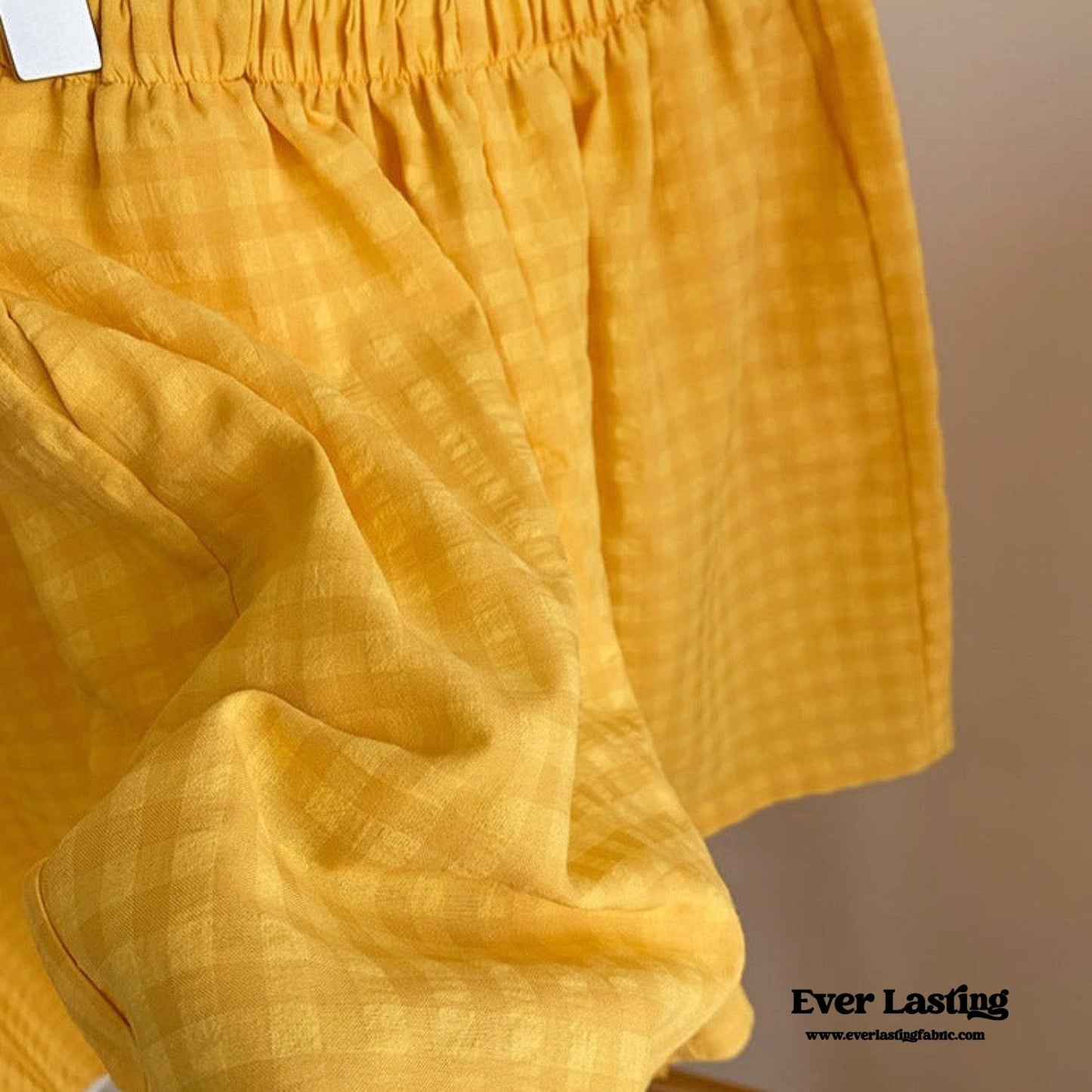 Yellow Ruffle Gingham Shorts Pajama Set